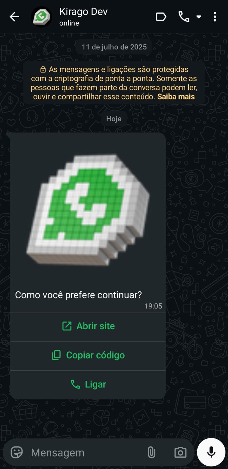 Botões interativos no WhatsApp